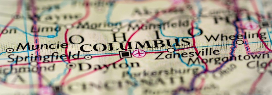 Columbus,,United,States,Highlighted,On,A,World,Map.